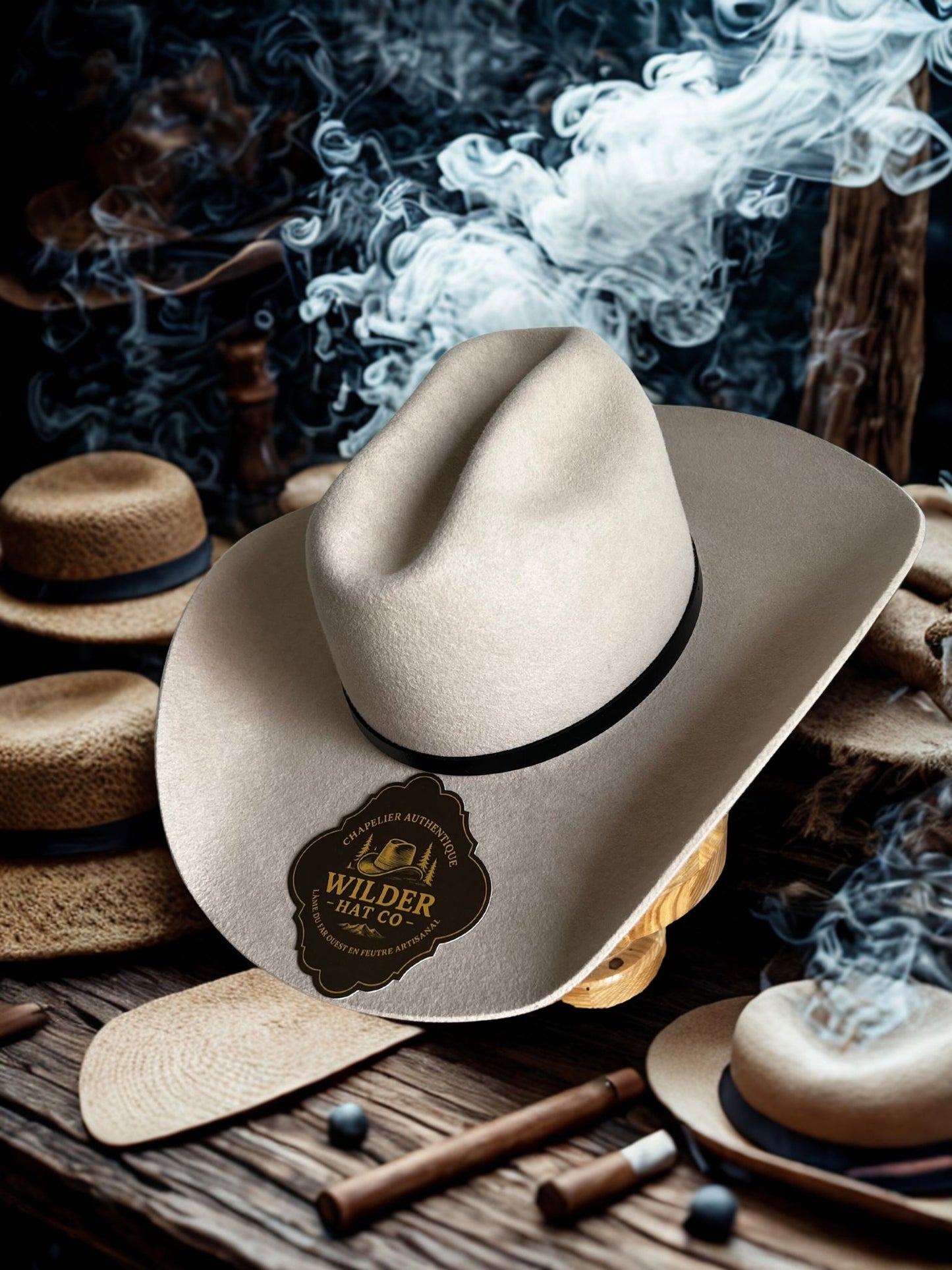 Chapeau Wilder Origin 10X Beaver en feutre de chasse, collection Wilder Hat Co, avec large bord et finition élégante.