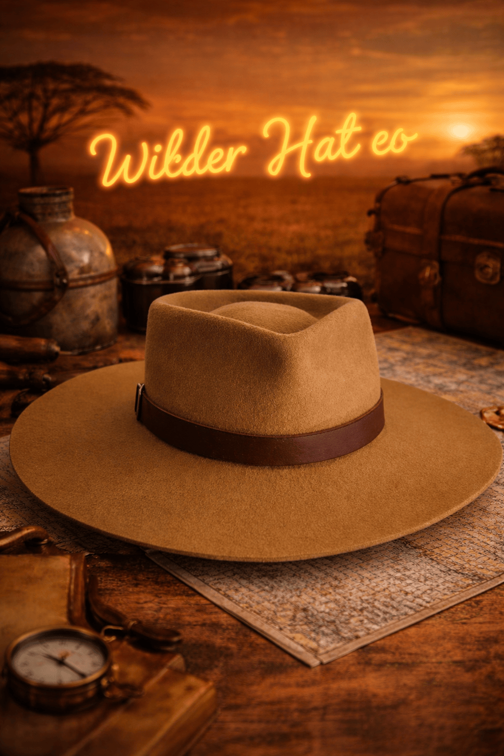 Chapeau Spencer Dutton Inspiration de Wilder Hat Co, style vintage, en feutre marron avec bande noire, porté par un modèle.