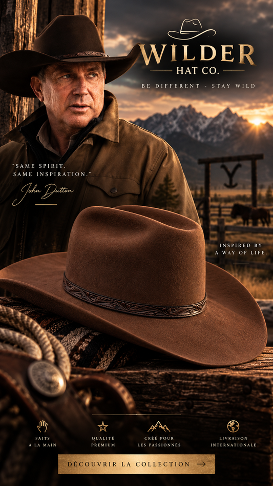 Chapeau John Dutton – Marron & cuir Sheridan par wilder hat co