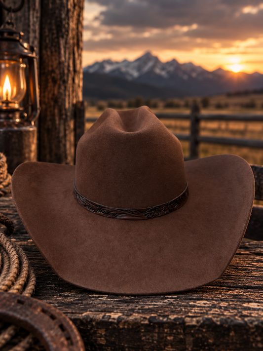 Chapeau John Dutton – Marron & cuir Sheridan par wilder hat co