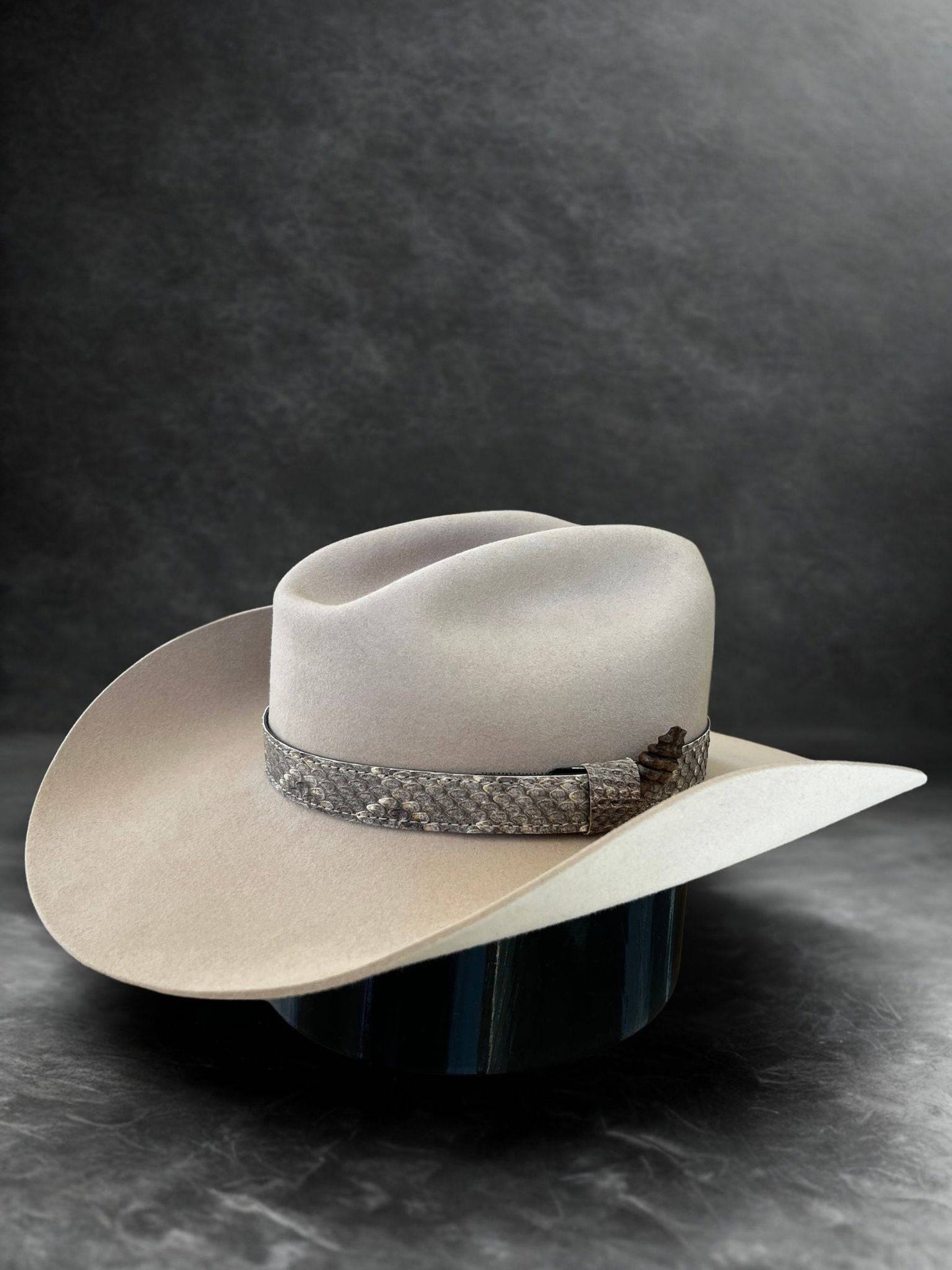 Chapeau Wilder Hat Co SnakeDeagle avec motif serpent et aigle, en tissu léger, porté sur une tête, style tendance et unique.