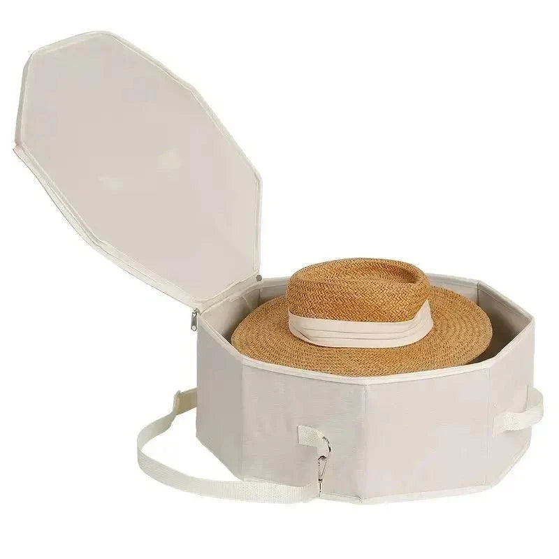 Boîte à chapeau Wilder Hat Co en carton rigide, idéale pour ranger et protéger un chapeau élégant, vue de face.