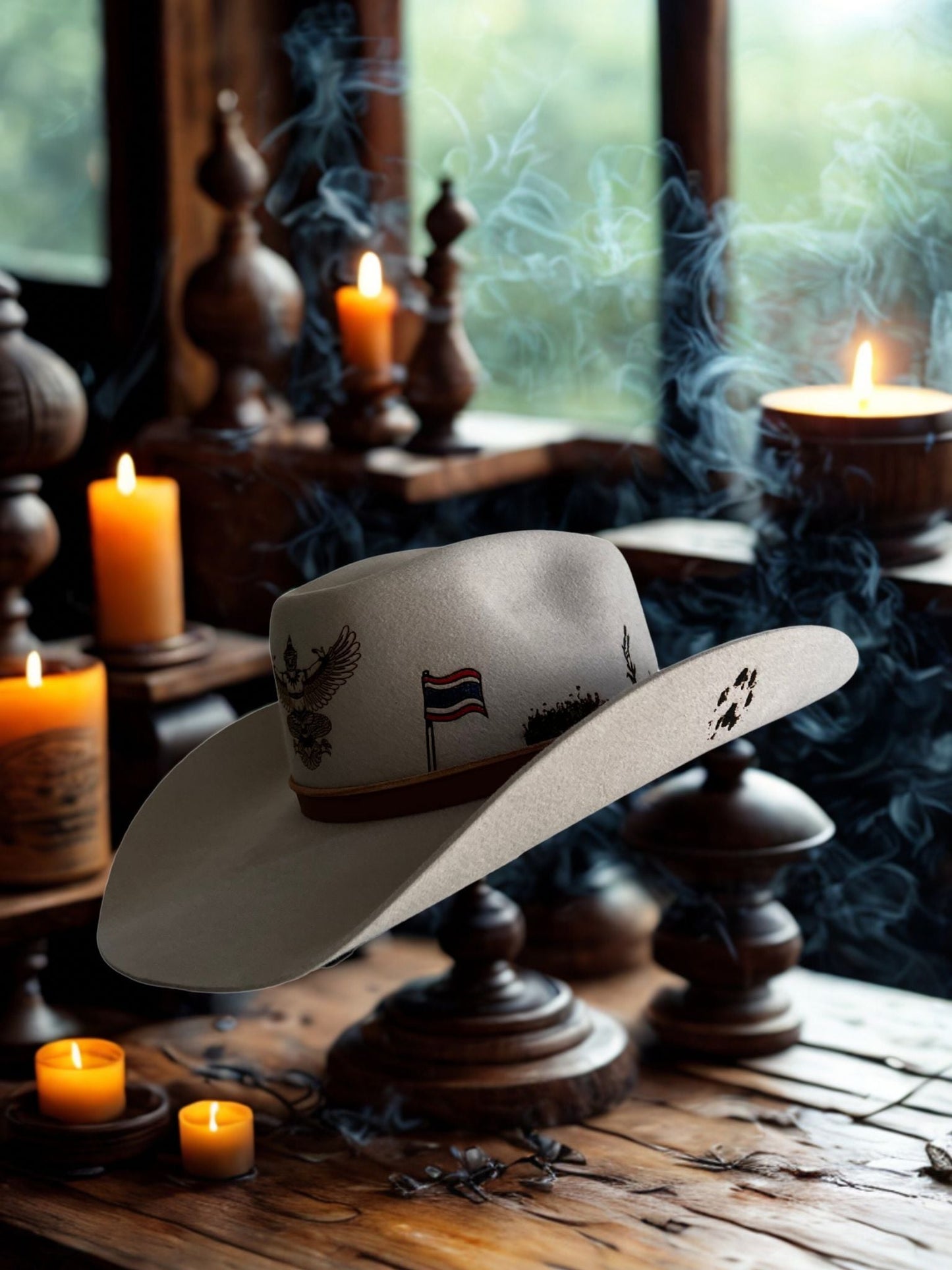 Chapeau Beaver Alpine Siam 70 X de Wilder Hat Co, en feutre beige avec large bord, vue de face.