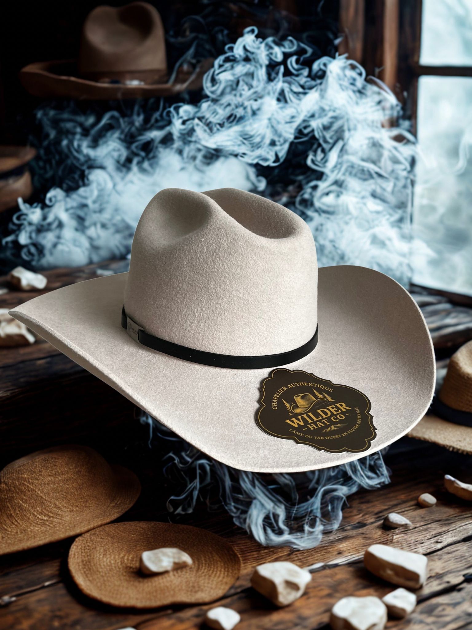 Chapeau Wilder Origin 10X Beaver en feutre avec bande en cuir, style classique et élégant de Wilder Hat Co.