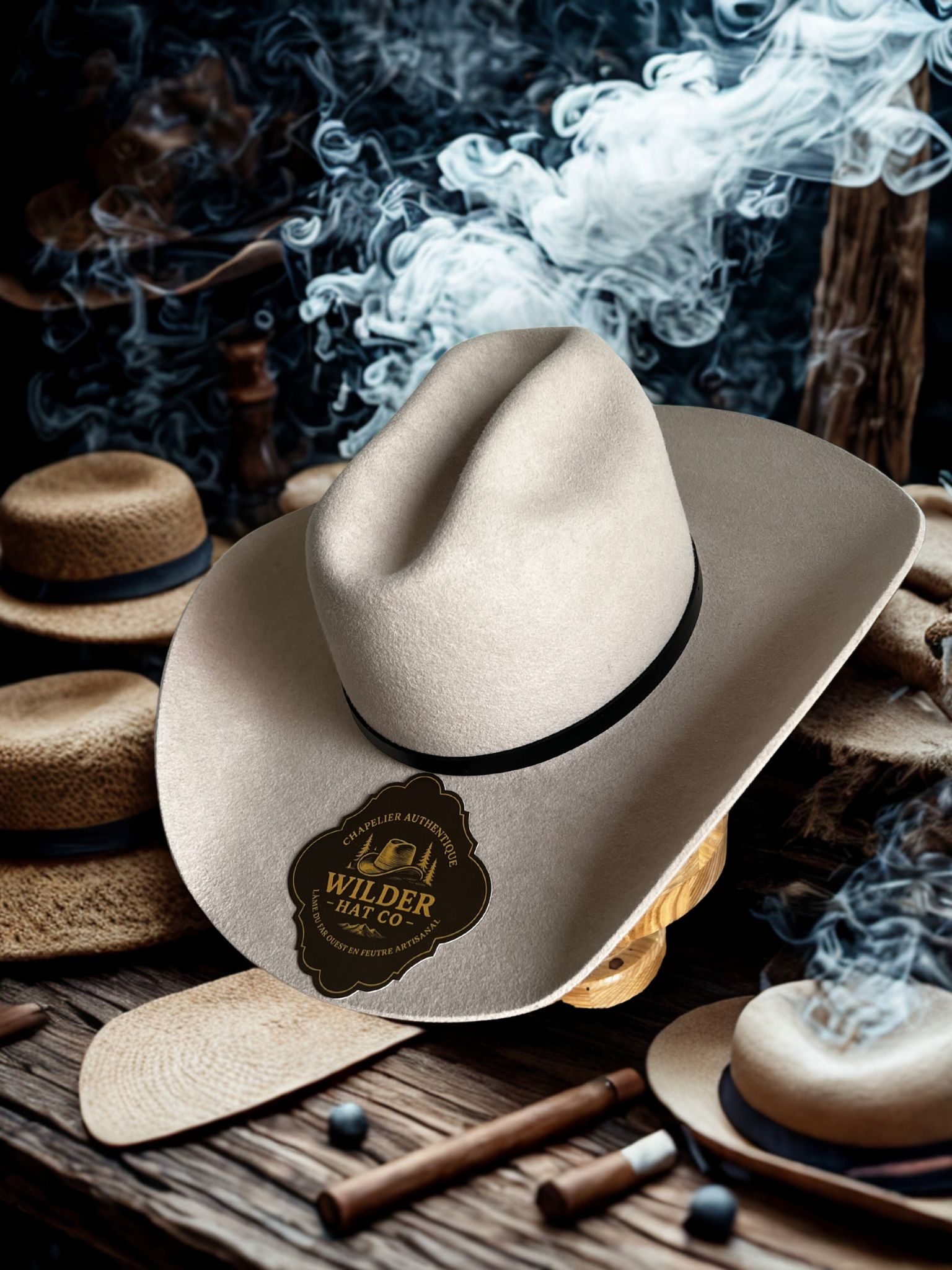 Chapeau Wilder Origin 10X Beaver en feutre de chasse, collection Wilder Hat Co, avec large bord et finition élégante.