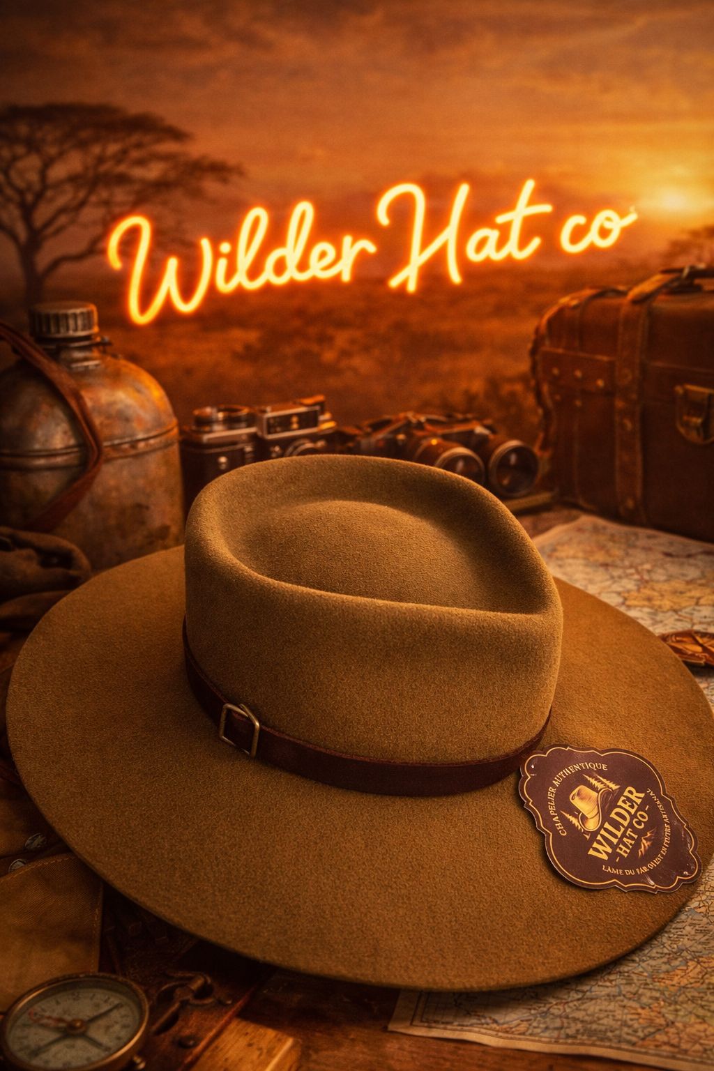 Chapeau Spencer Dutton 1923 de Wilder Hat Co, style vintage, en feutre avec bande en cuir, porté par un modèle.