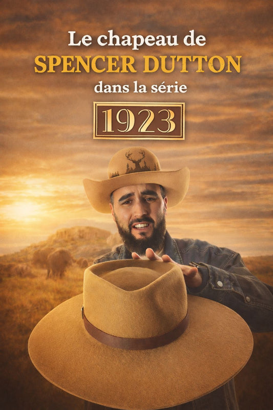 Chapeau inspiré Spencer Dutton 1923 par Wilder Hat Co, en feutre marron avec bande noire, style cowboy vintage.